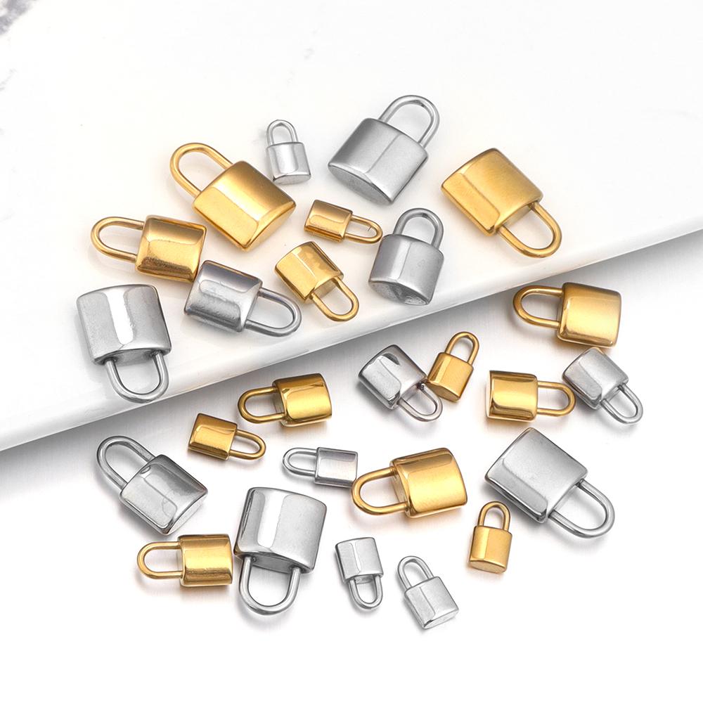 2 pièces Breloques Cadenas en Acier Inoxydable Couleur Acier Doré Breloques Métalliques Pendentifs Pour la Fabrication de Bijoux DIY Pendentifs de Collier Accessoires