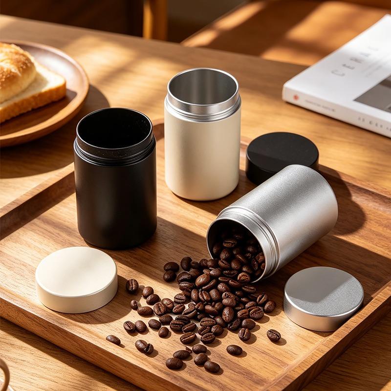 Tragbarer, versiegelter Kaffeebohnen-Aufbewahrungsbehälter, Mini-Teedose aus Aluminiumlegierung, Aufbewahrungsbox für Reisen und Outdoor