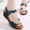 Women's Summer Soft Leather Hollow Out Breathable Sandals Middle-aged and Elderly Round Head Comfortable Casual Sandals