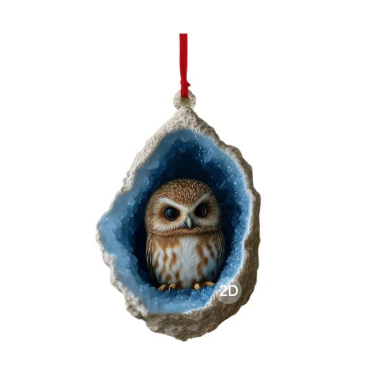 Forest Animal Ornaments 2D Acrylic Hanging Decor with Owl Squirrel Rabbit Designs Indoor Outdoor Christmas Tree Decoration