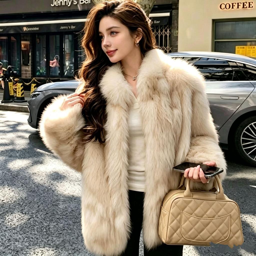 Imitation Fox Fur Coat Women'S Winter Stand-Up Collar Thin Mink Fur Coat Young