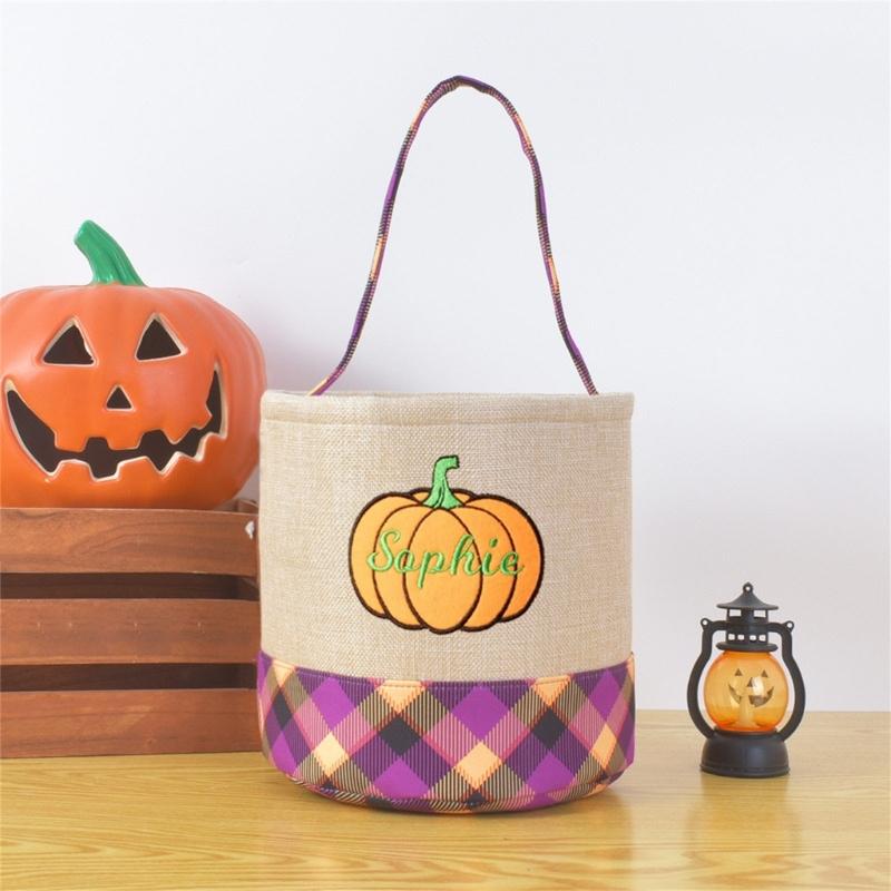 Fabric Trick or Treating Bucket Bag Friendly Halloween Party Accessory For Children Candy Collection