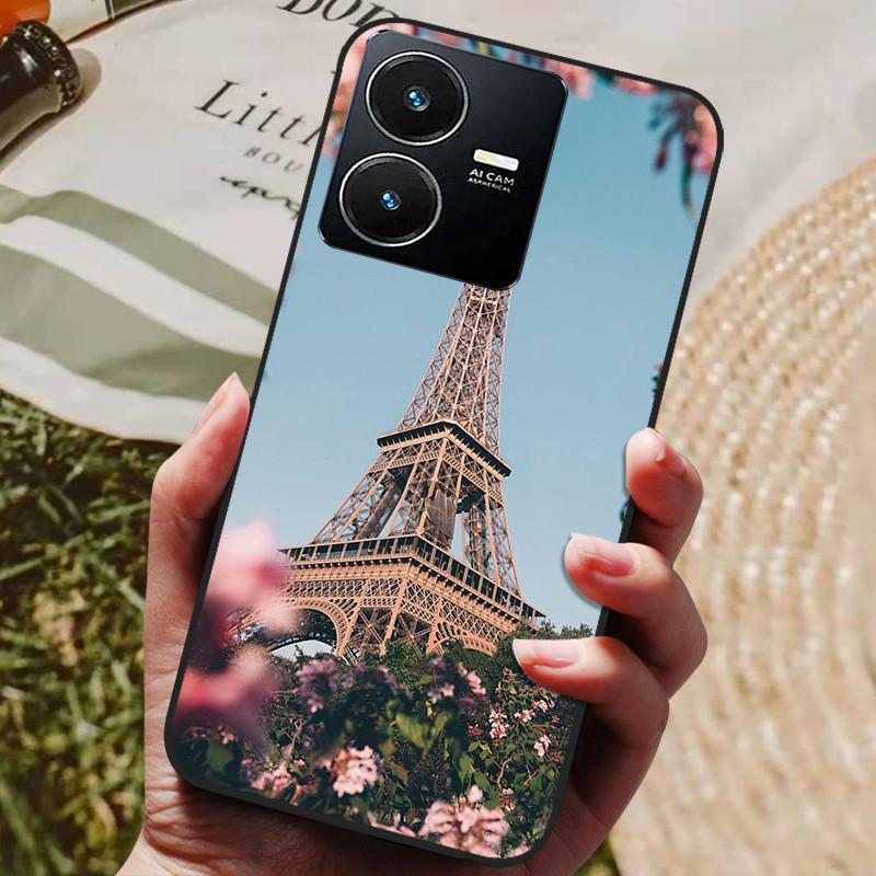 Für Vivo Y22 Hülle Weiches Silikon Stoßfeste Handyhülle für Vivo Y22 Y22s Y 22 s Hüllen Y 22 2022 Schwarzer Bumper Schutzhüllen