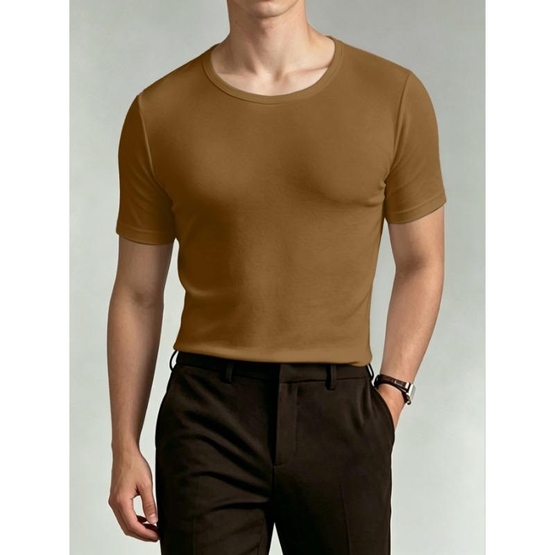 Men S Solid Color Short Sleeve T Shirt Loose Fit Korean Style