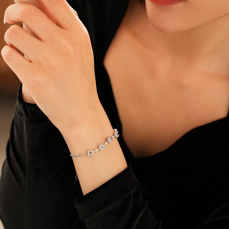 Geometric Square Zircon Crystal Bracelet Women Minimalist Elegant Adjustable Chain Jewelry Gift