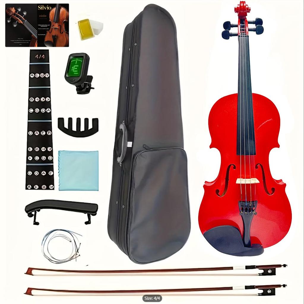 This Bright Red 44 Full-size Violin Set Is Perfect for Adult Beginners. It's a Great Starter Set for Beginner, Advanced, and Even Professional