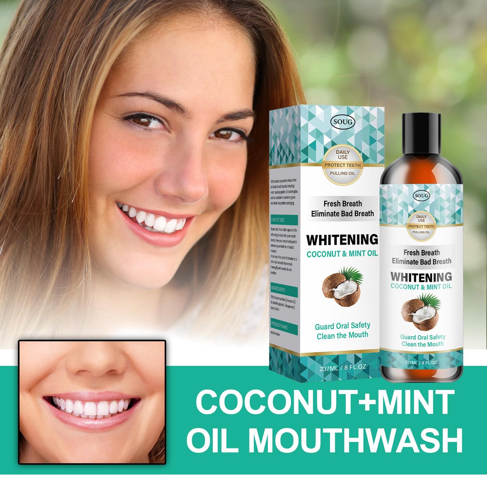 

Oil For Tooth Extraction Contains Mint Oil Mouthwash. Oil For Oral Care Helps To Freshen Breath, Whiten Teeth, And Promote Health 237ml