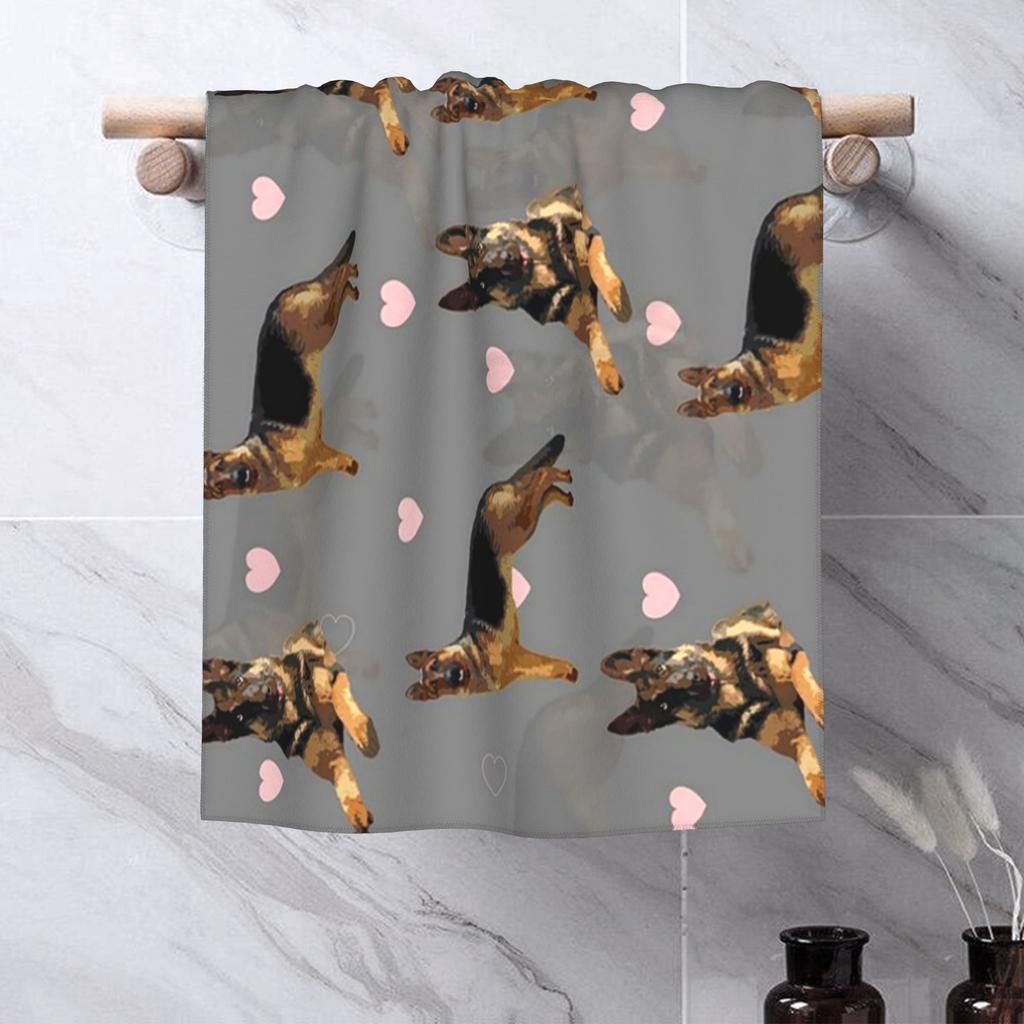 German Shepard pattern Soft Face Towel Quick Dry Pool Bath Cotton Towels Breathable