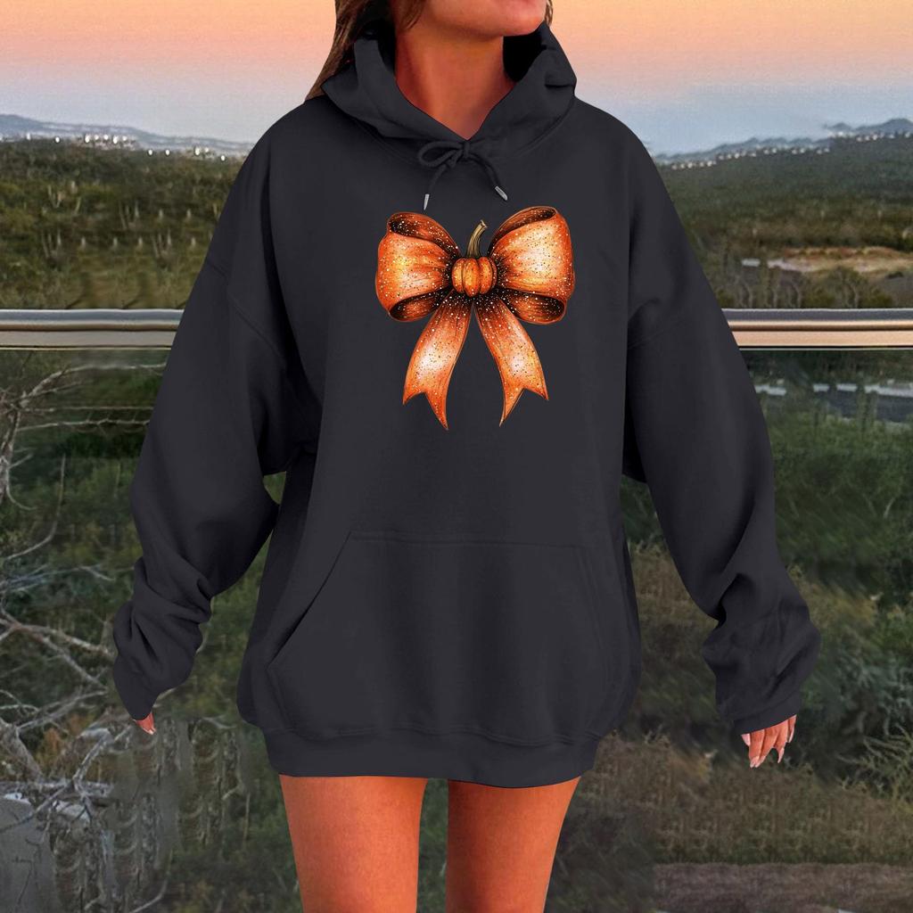 Women's Long-sleeved  Oversized Dropped Shoulder Sleeves Women's Hooded Halloween Print Plush Sweatshirt