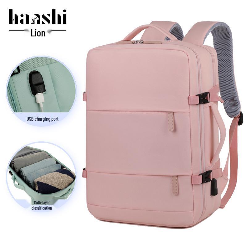 High-End Waterproof Backpack: Women's Leisure Travel, Men's Wet/Dry Separation, Large Capacity Schoolbag, Laptop Compatible.