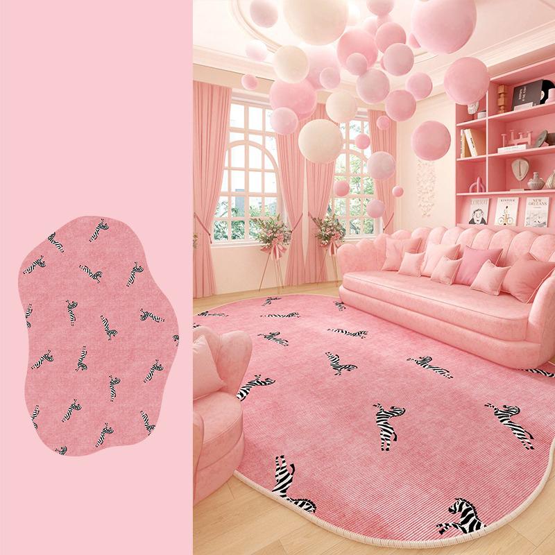 

Ковер для гостиной, большой размер, розовый нерегулярный коврик, прикроватный коврик, узор «зебра» с изображением животных, ковры для украшения дома, салон Alfombra 60x90cm