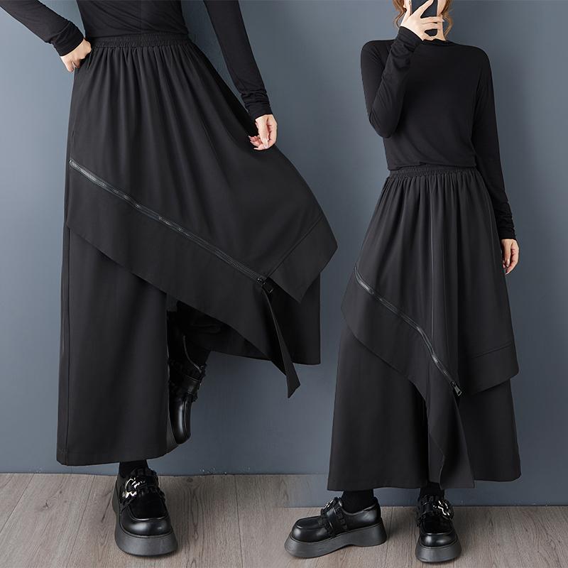 

DIMANAF Женские брюки больших размеров Длинные черные свободные брюки Большой размер Повседневные Весенне-осенние низы Юбки one size чёрный