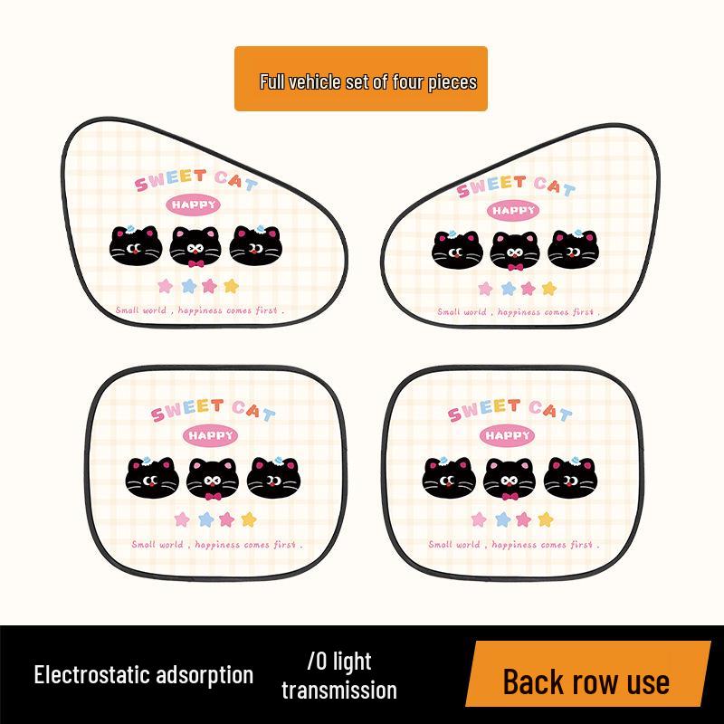 Cartoon Cat Car Sunshade: Sun Protection & Heat Insulation Electrostatic Window Visor