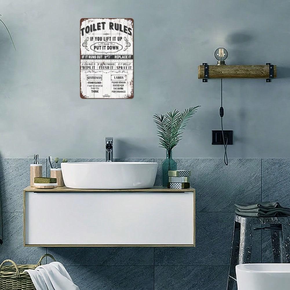 Vintage Cow Metal Tin Sign Rustic Farmhouse Wall Art Toilet Rules Decor 12x8 Inch