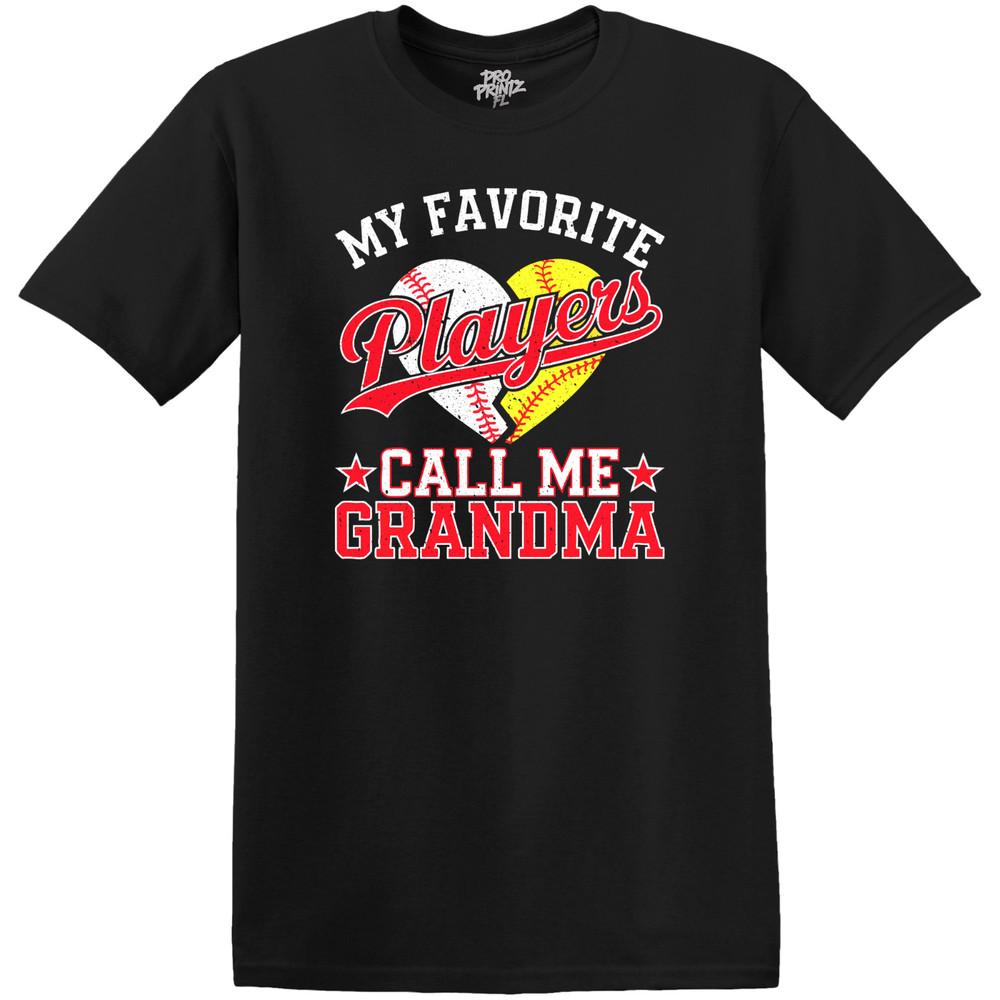 Softball/Baseball T-Shirt My Favorite Players Call Me Grandma L