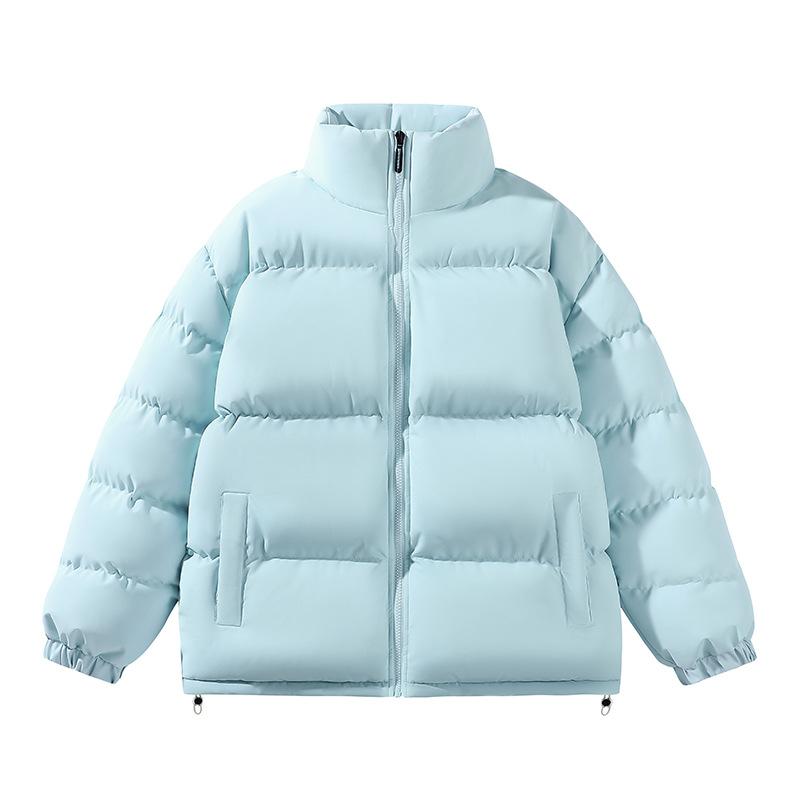 Autumn and winter new cotton-padded jacket men's solid color stand-up collar simple and loose warm cotton-padded jacket men's couple 