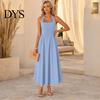 Women Dress Women's Halter Midi Dress, Summer Sleeveless Backless A-Line Long Square Neck Vacation Beach Sundress