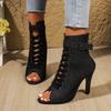 New Noble High Quality Jazz Dance Shoes for Women's Sexy Red Heels Ankle Boots Peep Toe Zipper Indoor Dancing Sandals