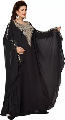 Black Stylish Kaftan Maxi Farasha Abaya Dress Moroccan Dubai Fancy Long Gown