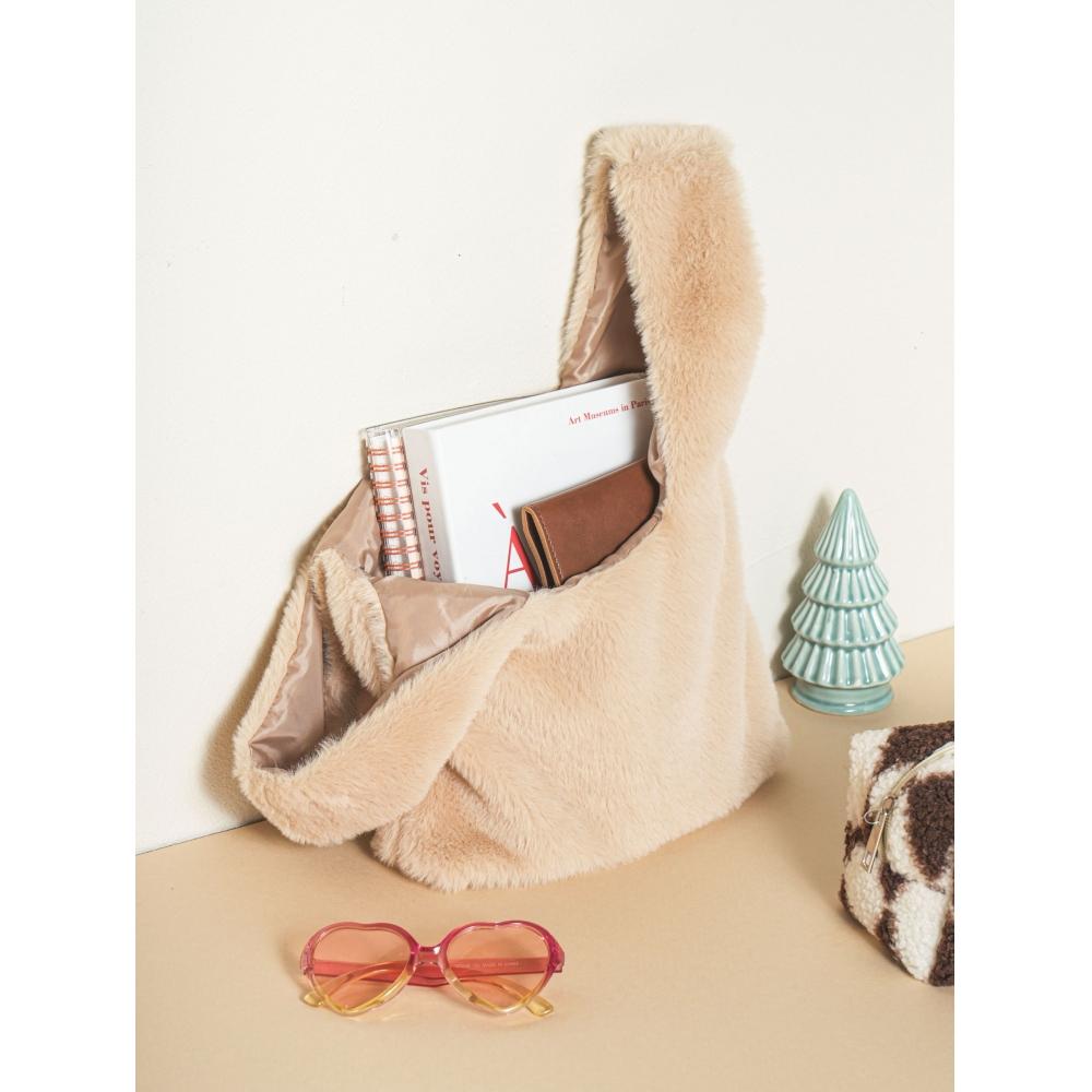 Daiso Bordle Fourrure Cabas Carré Marron