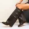 High Quality Wasteland Punk Y2k Gothic Style Vintage Motorcycles Western Boots for Women Black Rivets Knee High Boot Shoes