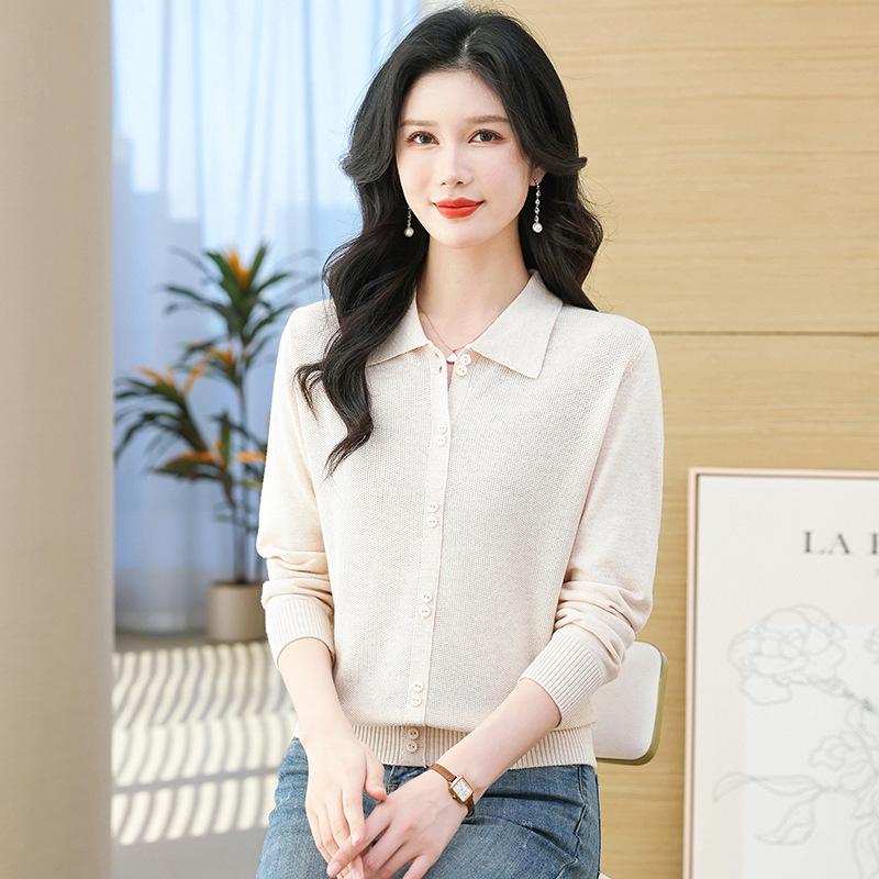 Женский свитер большого размера - Осень Зима Вязаный Свободный крой Квадратный воротник Модная база Стиль мамы среднего возраста 110 525-625 kg recommended покинуть белый 3990₽