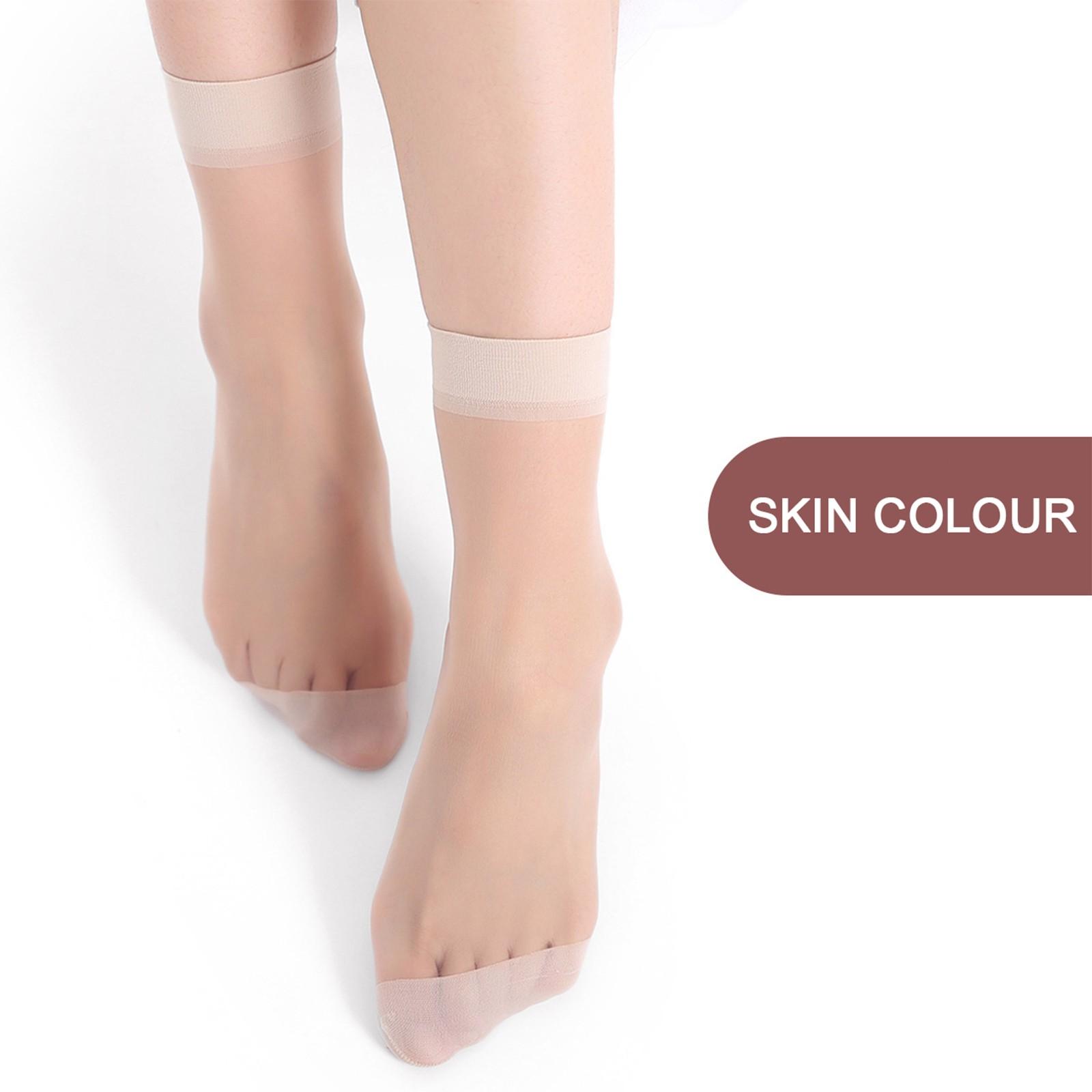 

5/10 Pairs Women Nylon Elastic Short Ankle-Sheer Stockings Silk Short Socks 5pairs бежевий