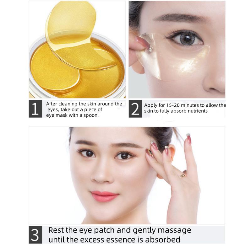 60PCS Collagen Eye Mask Anti Wrinkle Gel Gold Hydrating Eye Mask Moisturizing Fading Dark Circles Eye Patche Moisturizing Eye Mask