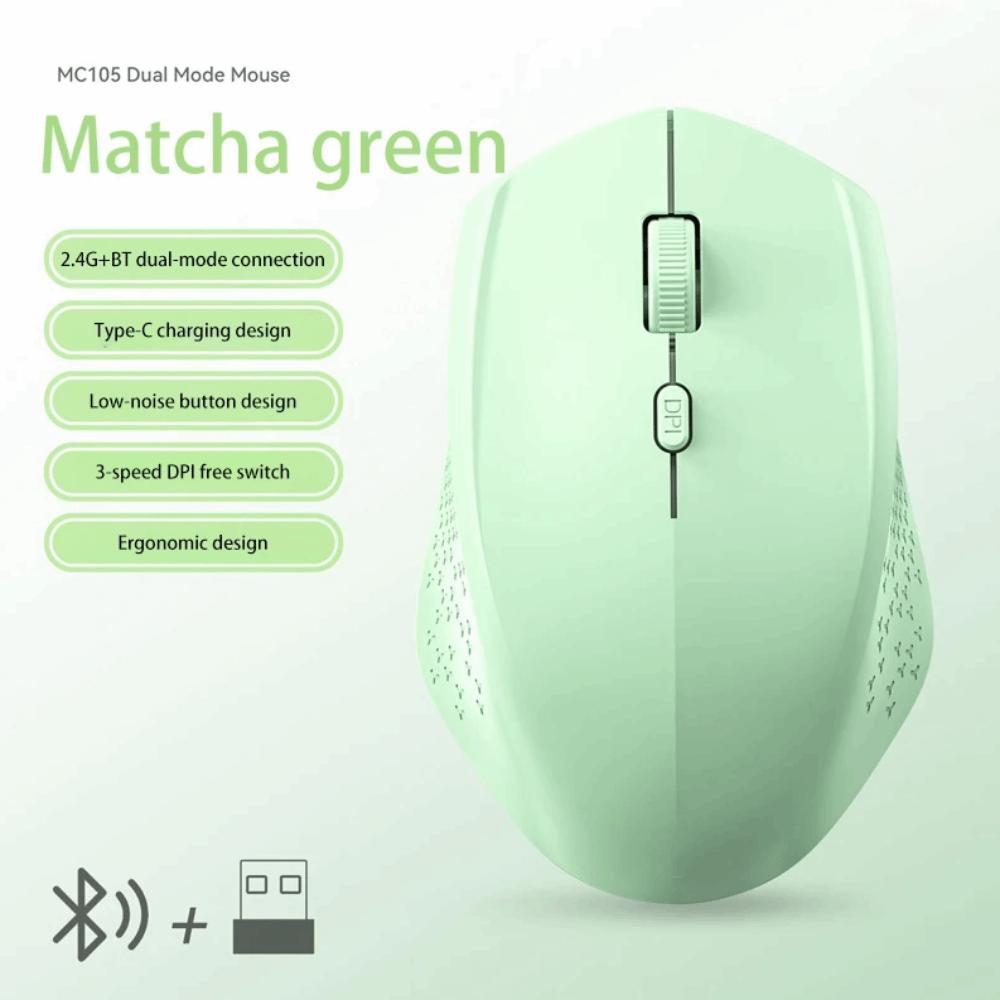 Dual-Mode Laptop Wireless Mouse Silent 2.4G Bluetooth Cordless Mouse  Office