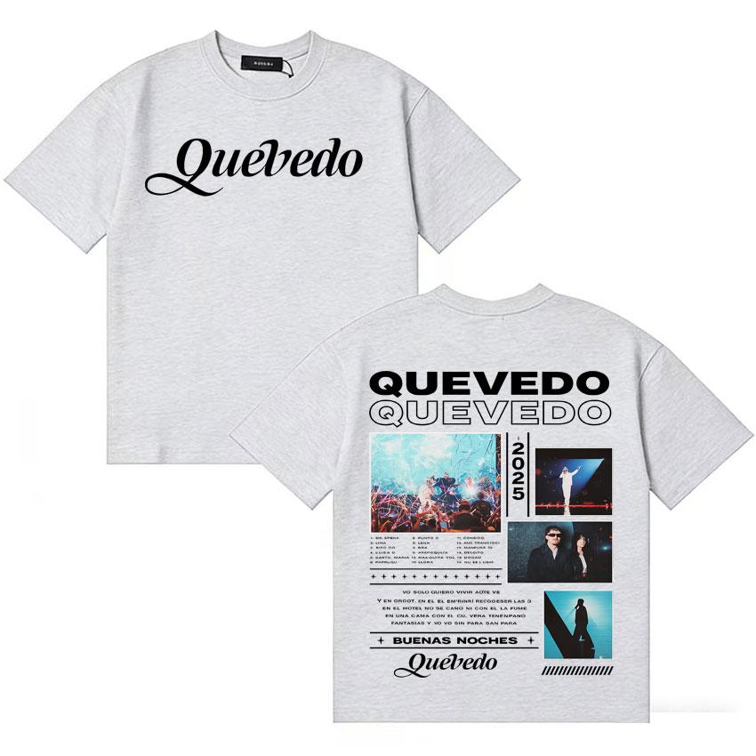 Singer QUEVEDO Buenas Noches 2025 Album Merch  T Shrit Unisex Women Fashion Casual Tees Double Sided Print Short Sleeves Streetwear