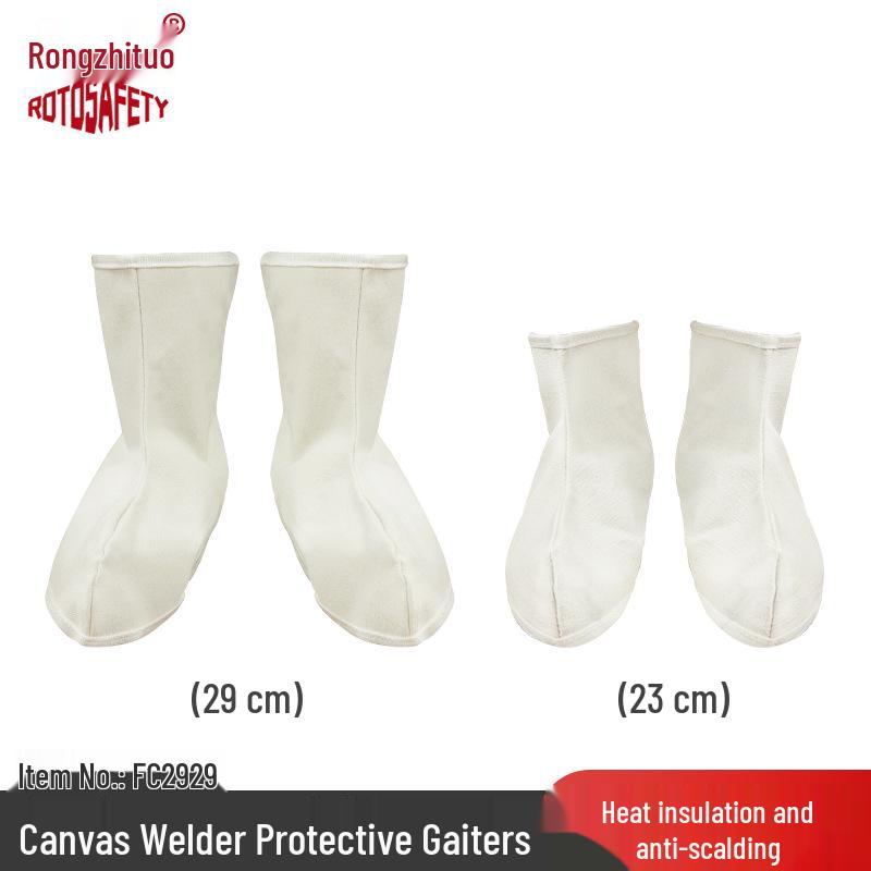 Rindsleder Schweißbeinlinge: Feuerfeste, hitzebeständige, verbrühungssichere Knieschoner für Schweißer One size; 29cm white canvas foot protection