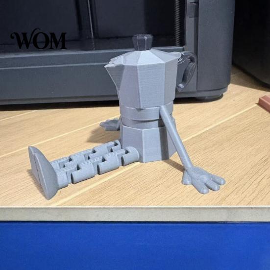 Dual-color Decorative Statue 3D Printed Articulated Coffee Cup Figure, Movable Joint Desk Statue, Cute Fine Texture Print Bean Ornament, Creative