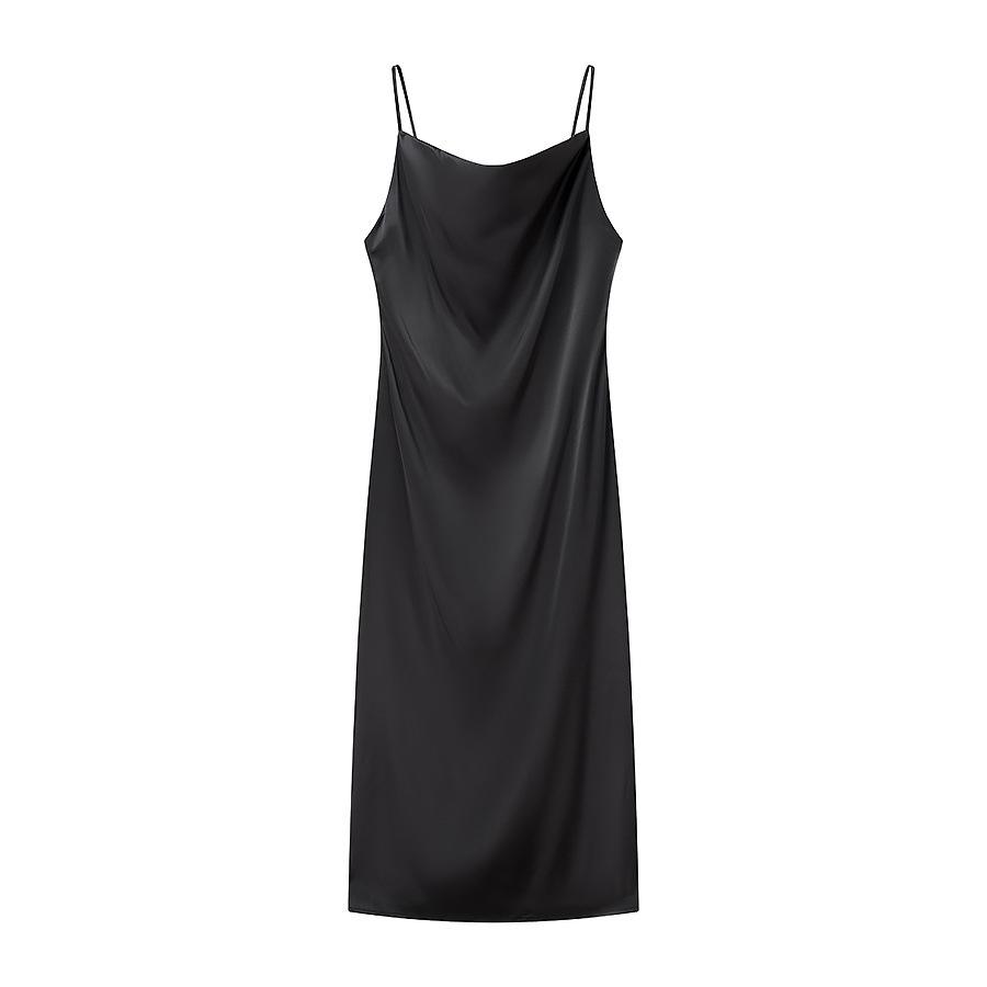 2025 Spring Women's Satin Casual Loose Mid-Length Camisole Dress