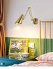 Nordic Luxury Swing Arm Bedside Wall Lamp with Folding Retractable Reading Light and Switch