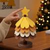 Rustic Kitchen Accessory Christmas Tree Shaped Silicone Trivet Set Collapsible Heat Resistant Hot Pad Table Organizer with Storage Stand Space