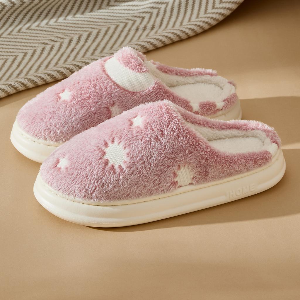 Mode Baumwollpantoffeln Damen Winter Indoor Rutschfest Dicksohlig Gefüttert Warm ohne Haarausfall Paar Baumwollschuhe Herren