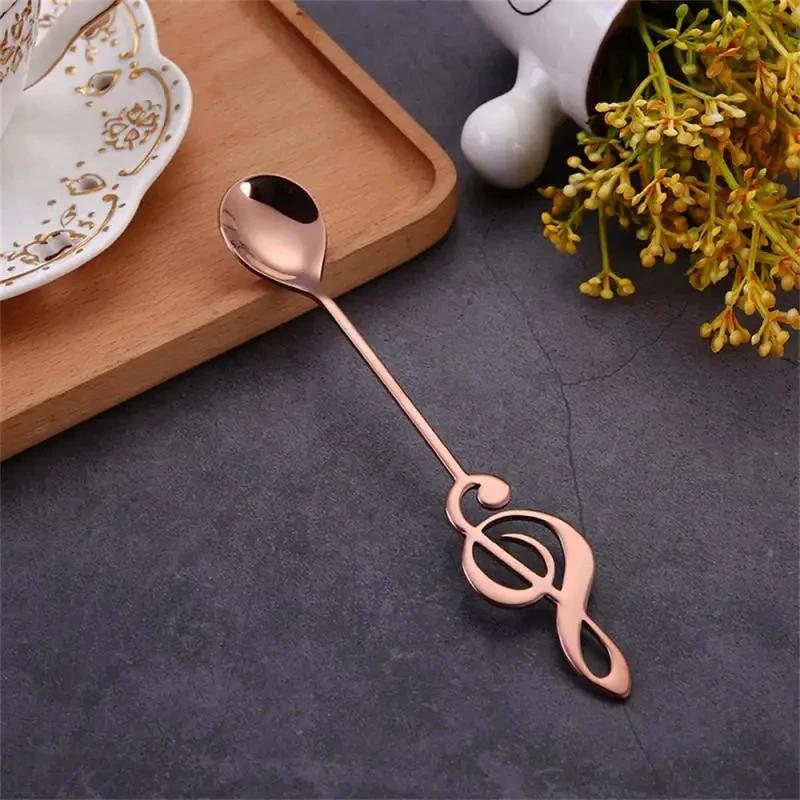 Musical Note Stainless Steel Teapoon Spoon Treble Clef Shape Mug Teaspoons Music Bar Ice Cream Creative Spoon Kitchen Tableware