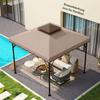 Replacement Roof for Gazebo 3x3m Water-Repellent Gazebo Roof with Double Roof Water Drainage Holes Khaki