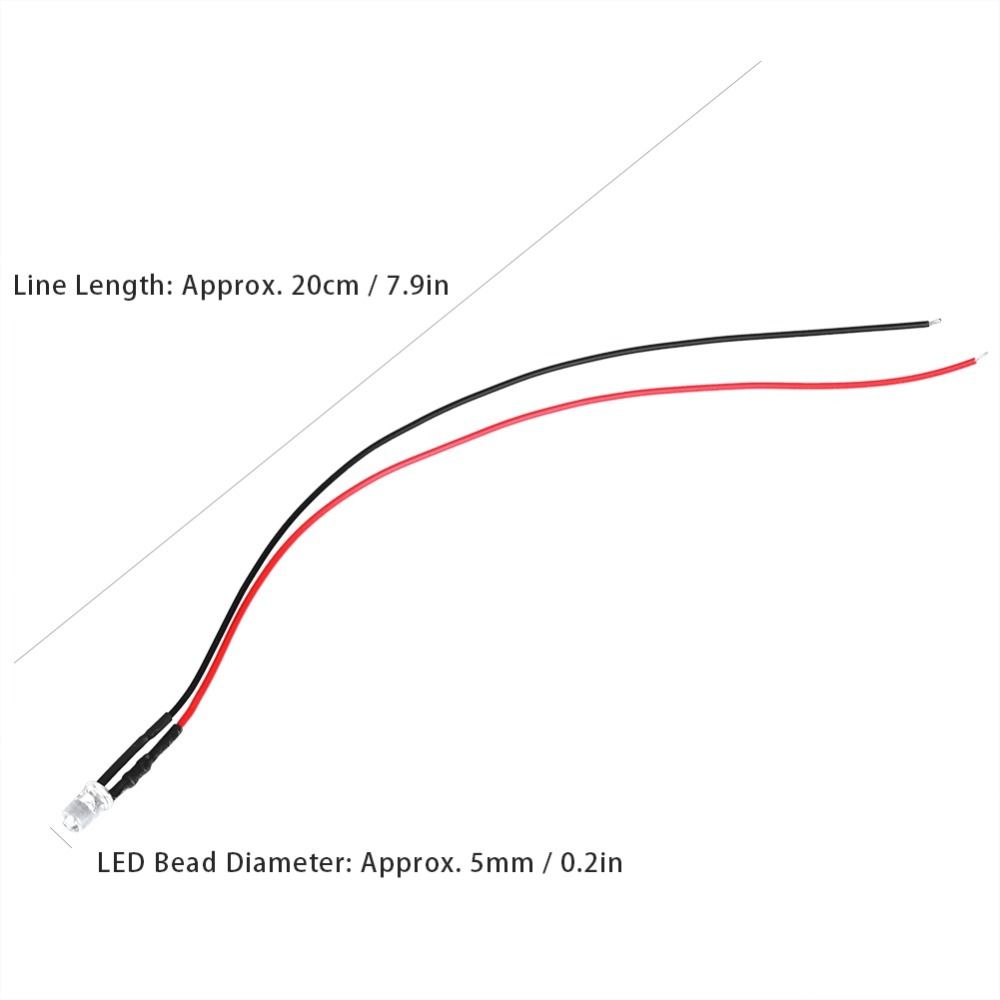 50 STÜCKE 5mm Rundkopf LED Lichtperle Warmweiß Vorverdrahtete Leuchtdioden Beleuchtungsdekoration