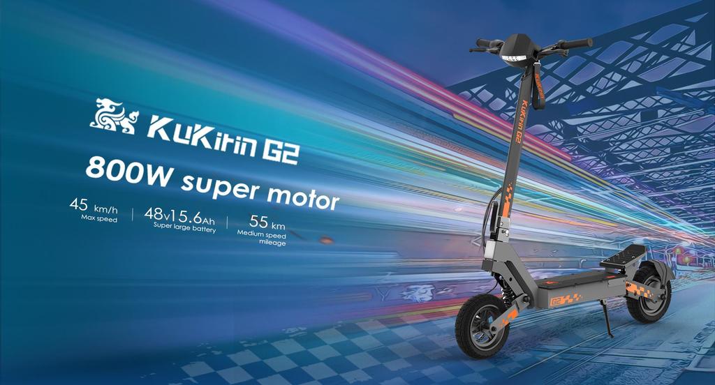 Kukirin G2 Folding Electric Scooter 800W 48V 15Ah | 45km/h Max Speed, 10'' Tires, Dual Disc Brakes