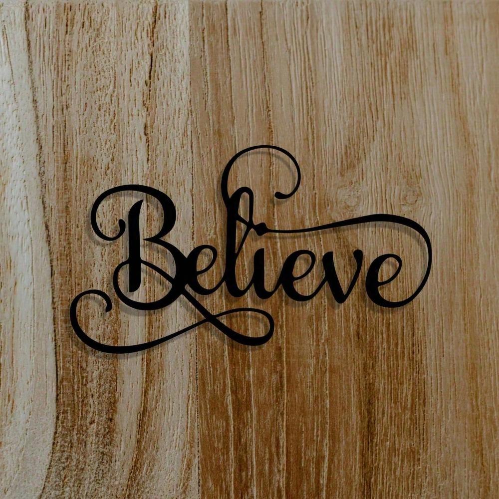 Vintage Believe Metal Wall Art Black Iron Script Farmhouse Decor Inspirational Gift