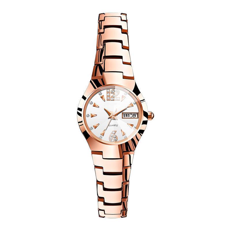 Movement Watch, Tungsten Steel Color Versatile Watch, Female Student Simple Waterproof Women'S Watch