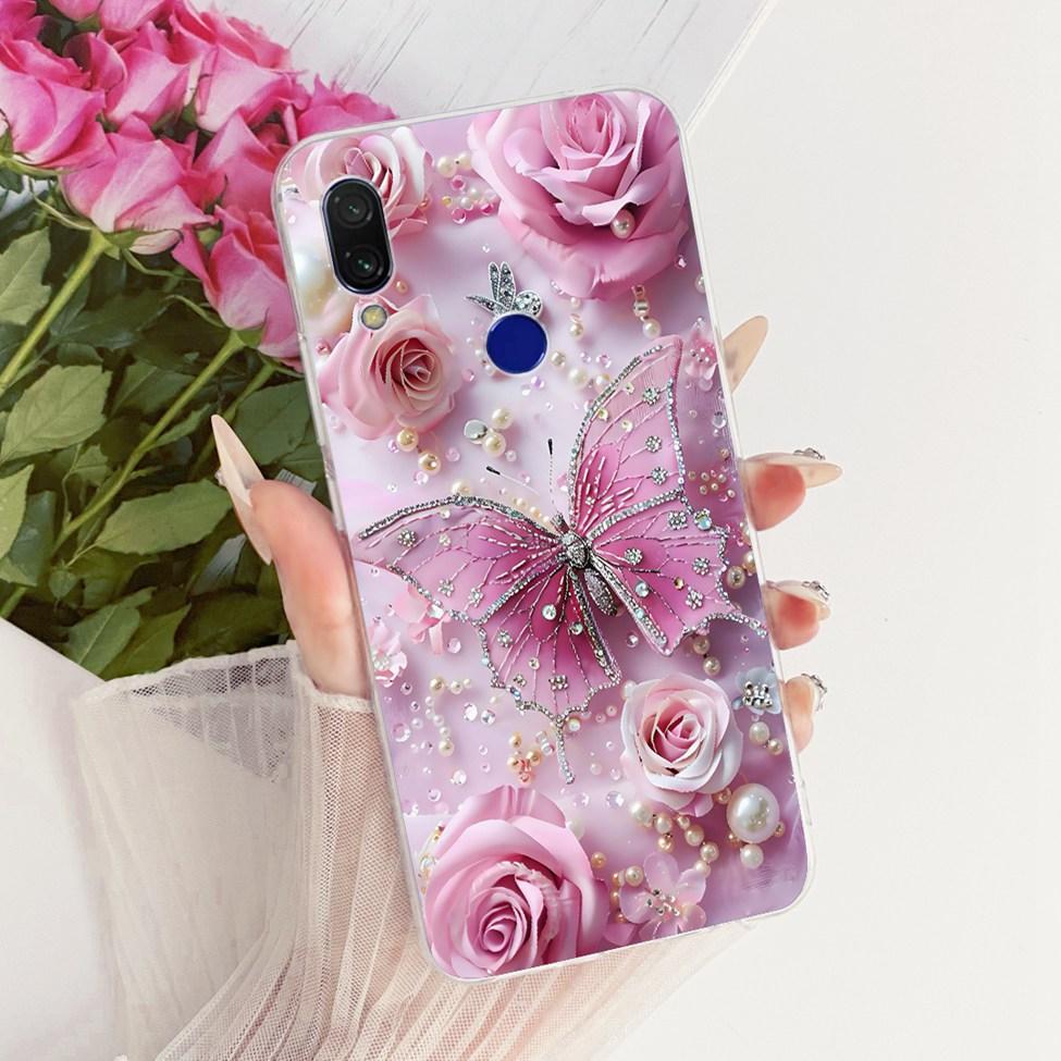 Case For Redmi 7 Cover Transparent Cute Cat Fashion Butterfly Funny Painted Casing M1810F6LI M1810F6LH M1810F6LG