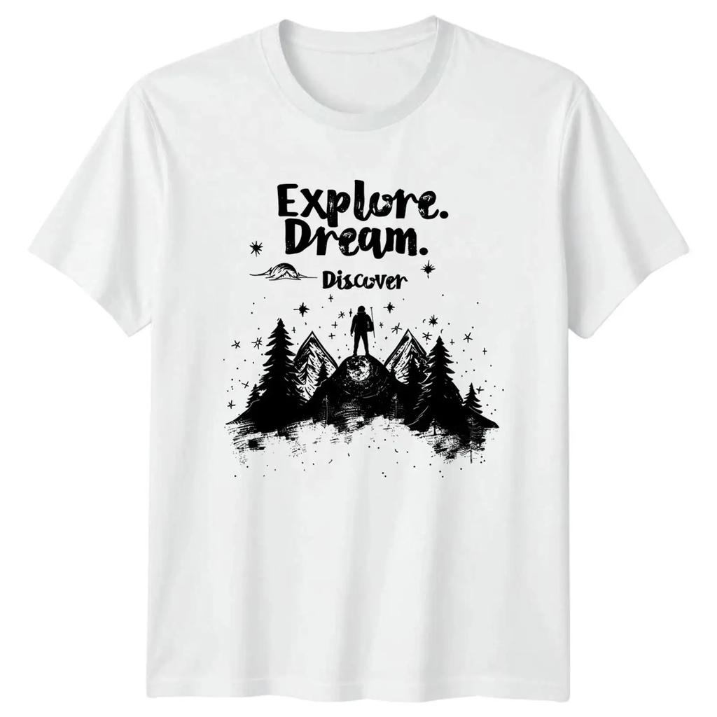 Explore Dream Discover T Shirt Wandern Camping Outdoor Abenteuer Geburtstag Vintage Casual Soft Graphic Breathable