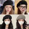 Women Stylish Knit Beret Winter Warm Felt Woolen Beret Hat Lady Painter Cap