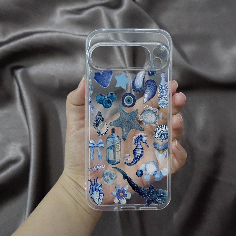 

Летний прозрачный чехол для телефона с тематикой морской жизни для Google Pixel 9 Pro XL 8 Pro 8A 7 6A 5G, милый чехол-сумка из мягкого ТПУ с морскими ракушками Pixel 8A