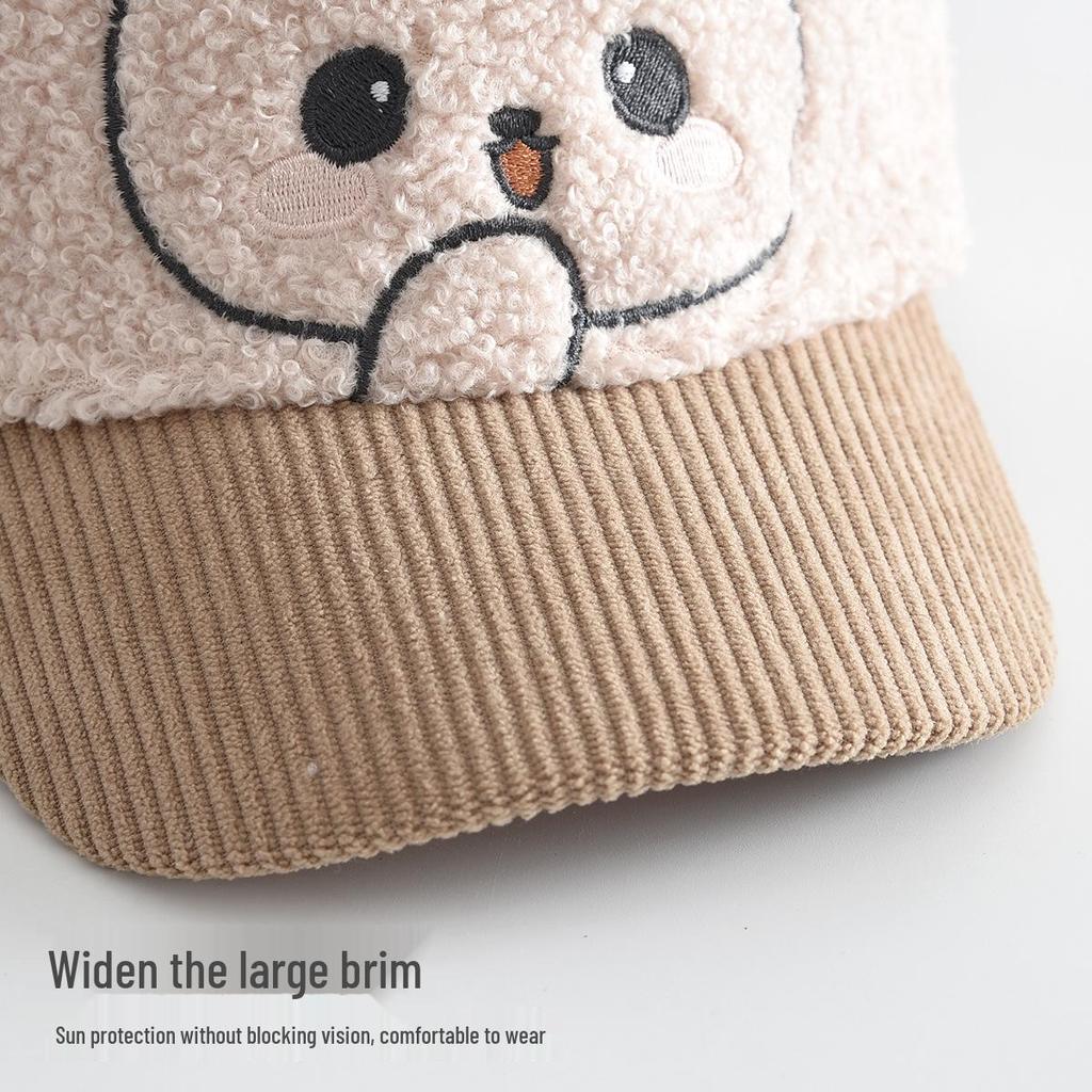 Kids' Autumn/Winter Windproof Warm Duckbill Cap with Cartoon Rabbit Design
