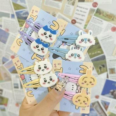 5Pcs Student Cute Usaki Hachiware Cartoon Bangs Hair Accessories Chiikawa Bb Clip Girl Kawaii Hair Clip
