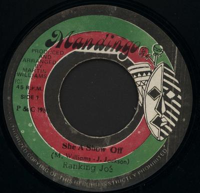 7-inch Plaat RANKING JOE JAH MARTIN ALLSTARS She A Show Off Bim Fi Kinarky NONE Mandingo 1980 Jamaica Reggae Ska Dub Gebruikt
