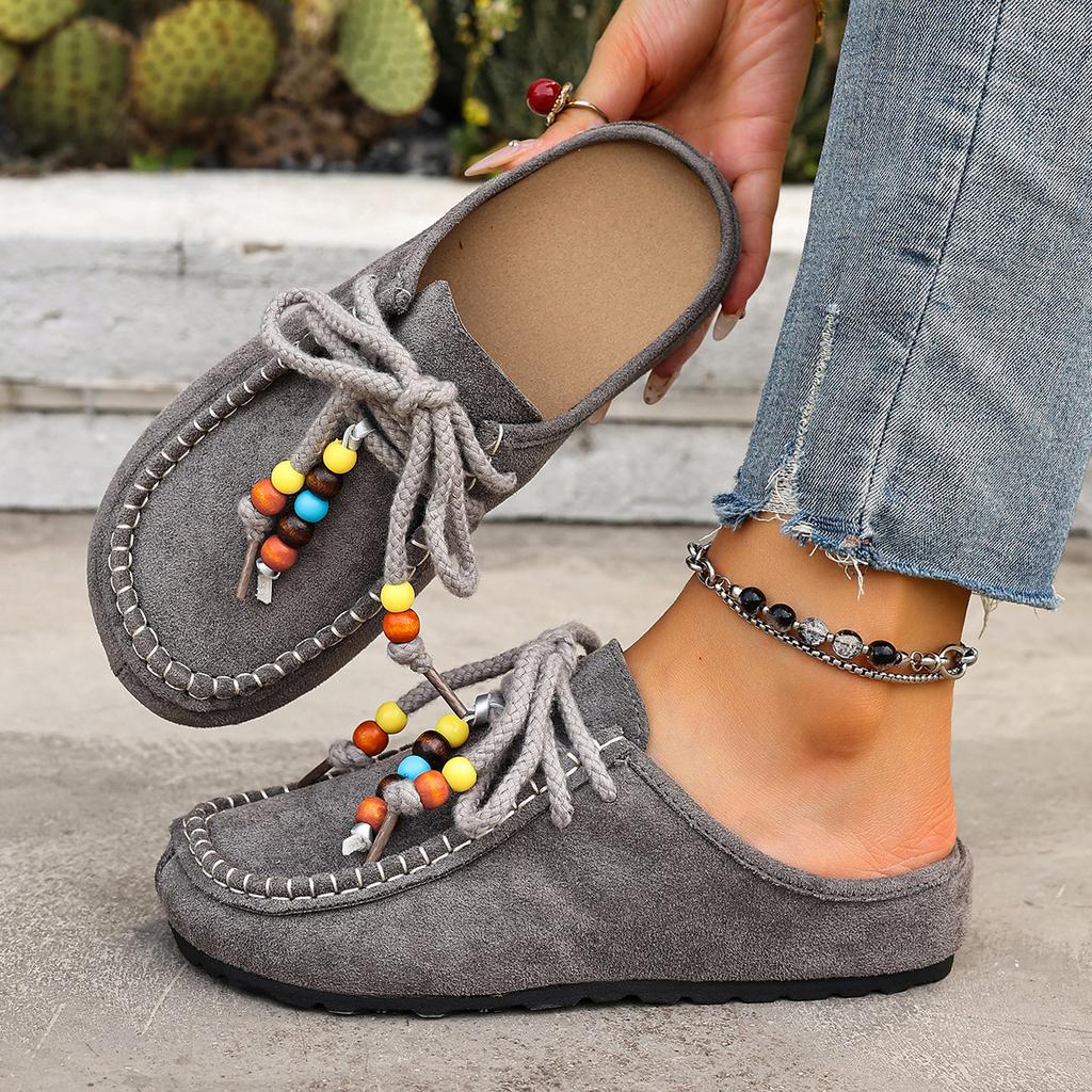 Fashion 2025 Women Flat Walking Sneakers Round Toe Lace-up Shoes Retro Suede Spring Autumn Designer Mules Shoes Women Zapatos De Mujer